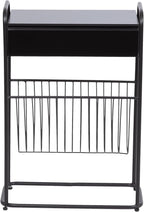 Kate and Laurel Kura Elegant Narrow Side Table, 19 x 9 x 26, Black, Modern Glam Slim Lift-Top Living Room End Table with Bottom Wire Rack for Entryway or Family Room Storage