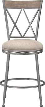 Hillsdale Stewart Indoor/Outdoor Swivel Counter Height Stool, Aged Pewter