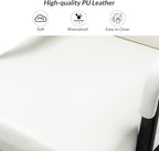 HULALA HOME Modern Faux Leather Home Office Chair with Tilt Lock & Metal Base, Desk Chair with Wheels & Padded Cushion, 360° Swivel Wide Seat Computer Task Chair, White