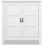 SIMPLIHOME Burlington SOLID WOOD 30 inch Wide Transitional Low Storage Cabinet in White for the Living Room, Entryway and Family Room