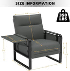 Faux Leather Accent Chair, Upholstered Armchair with Side Tray & Pocket, Comfy Reading Chair for Living Room, Bedroom, Guest Room, Gray