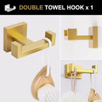 Brushed Gold Towel Bar Set, Lava Odoro 5-Piece Bathroom Hardware Set Gold Towel Rack Towel Holder Set Wall Mounted Stainless Steel, Bathroom Accessories Kit, 23.6-Inch