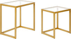Henn&Hart Rectangular Nested Side Table in Brass, Table for Living Room, Bedroom