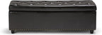SIMPLIHOME Hamilton 48 inch Wide Transitional Rectangle Storage Ottoman in Coffee Brown Vegan Faux Leather, Assembled, For the Living Room, Entryway and Family Room
