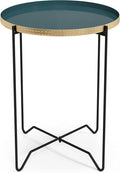 SIMPLIHOME Layton Modern 19 Inch Wide Round Metal Side Table in Teal, For the Living Room and Bedroom