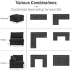 Cloud Couch Modular Sectional Sofa with Storage Ottoman,L Shaped Couch for Living Room,120.45inch Down Filled 4 Seater Black Convertible Sectional Sofas,Covers Washable&Replaceable