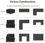 Cloud Couch Modular Sectional Sofa with Storage Ottoman,160.6" L Shaped Couch for Living Room,Down Filled 5 Seater Black Convertible Sectional Sofas,Covers Washable&Replaceable