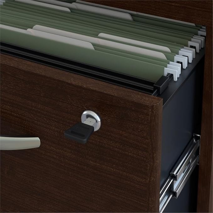 UrbanPro U-Shaped Engineered Wood Storage Desk with Hutch in Mocha Cherry