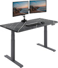 Vari ComfortEdge 60x30 Inch Adjustable Electric Standing Desk – Limited Edition Sit Stand VariDesk with Memory Presets & Sloped Front Edge + Tool-Free Assembly (Black Marble/Slate Legs)