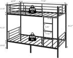 Bunk Beds,Bunk Bed Twin Over Twin for Kids Teens Adults with Ladders and Guardrail,Sturdy Literas Heavy Duty Metal Slats,400 lbs Capacity,No Spring Box Required,Black