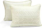 Lush Decor Hygge Geo Pattern Striped 3 Piece Quilt Bedding Set, King, Ivory
