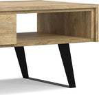 SIMPLIHOME Lowry Solid Mango Wood and Metal 48 inch Wide Rectangle Modern Industrial Coffee Table in Natural for The Living Room and Family Room