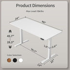 Agilestic Electric Standing Desk, 48 x 24 Inches Height Adjustable Desk, Sit Stand up for Work Office Home, Ergonomic Rising Computer Table with Memory Preset, White