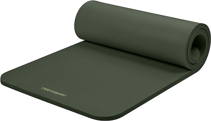 Retrospec Solana Yoga Mat 1" Thick With Nylon Strap For Men & Women - Non Slip Exercise Mat For Home Yoga, Pilates, Stretching, Floor & Fitness Workouts