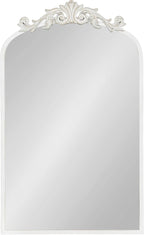 Kate and Laurel Arendahl Traditional Arch Wall Mirror; 19 x 31; Antique White; Vintage Glam Baroque-Inspired Arched Bathroom Vanity Mirror with Ornate Crown