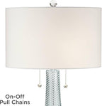 Possini Euro Design Miriam Modern Table Lamp 28 1/2" Tall Light Aqua Blue Swirl Textured Glass White Drum Shade Decor for Living Room Bedroom House Bedside Nightstand Home Office Family Entryway