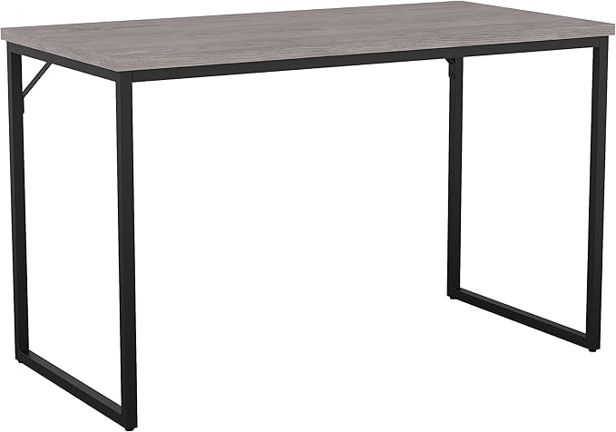 Martha Stewart Noah Home Office Parsons Desk in Gray Wood Grain with Oil Rubbed Bronze Metal Frame
