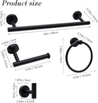 5-Pieces Matte Black Bathroom Accessories Set, Stainless Steel Bathroom Hardware Set, Bath Towel Bar Set, Towel Racks for Bathroom Wall Mounted.