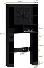 Farmhouse Storage Cabinet Over Toilet with Barn Doors，Over The Toilet Storage Cabinet, Home Space-Saving Toilet Rack, for Bathroom, Restroom, Laundry.Pure Black