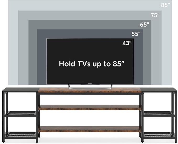 Tribesigns 78 Inch TV Stand for TVs up to 85 Inch, Media Entertainment Center Console Table, Industrial 3-Tier TV Console Table with Storage Shelves for Living Room, Entertainment Room