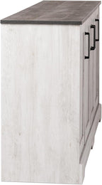 Prepac Rustic Ridge 4 Door Console Table with Storage, Washed White Storage Cabinet with Doors and Shelves, Sideboard Storage Cabinet 66" W x 31.75" H x 16" D, ACBG-1620-1