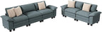 PHI VILLA Cloud Modular Couches Sets, 2 Pieces Comfy Sectional Sofa Set with Loveseat, 5-Seater Upholstered Couch for Living Room, Chenille Fabric, Dark Cyan