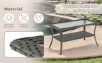 Swivel Patio Chairs sofa Set of 9 with 6" Thick Cushion - Wicker Outdoor Swivel Rocker Patio Chair ,Sofa/Glass coffee table, High Back Comfortable Outdoor Glider Chairs - Gery Wicker | Blue Cushions