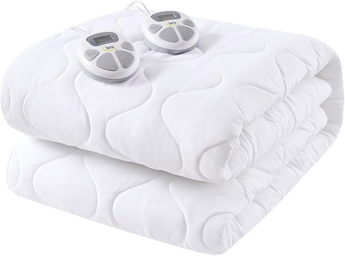 Serta Heated Mattress Pad Twin Size - Electric Mattress Pad, 10 Heat Setting Controller, Auto Shut Off Timer, Deep Elastic Pocket, Up to 17", ETL Certified, Machine Wash, White (Pack of 2)