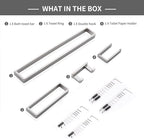 YACVCL 4-Piece Bathroom Hardware Accessories Set Polished Chrome Towel Bar Set Square Towel Holder Kit Stainless Steel Wall Mounted