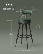 VASAGLE EKHO Collection - Bar Stools Set of 2, Swivel Bar Height Bar Stools with Back, Synthetic Leather with Stitching, Mid-Century Modern, 30-Inch Tall Barstools for Kitchen Home Bar, Forest Green