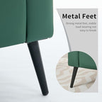 YISHENG Mid-Century Modern Living Room Accent Chairs Set of 2 - Oversized Faux Leather Armchairs with Removable Cushions & Metal Legs, Comfortable Sofas for Office/Lounge/Bedroom/Reception,Green