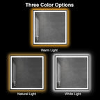 Awoco 36''x36'' LED Bathroom Mirror with Light, Lighted Vanity Mirror with Backlit and Front Light, Dimmable Anti-Fog Memory Function Lighted Mirror with 3 Colors for Bathroom Wall