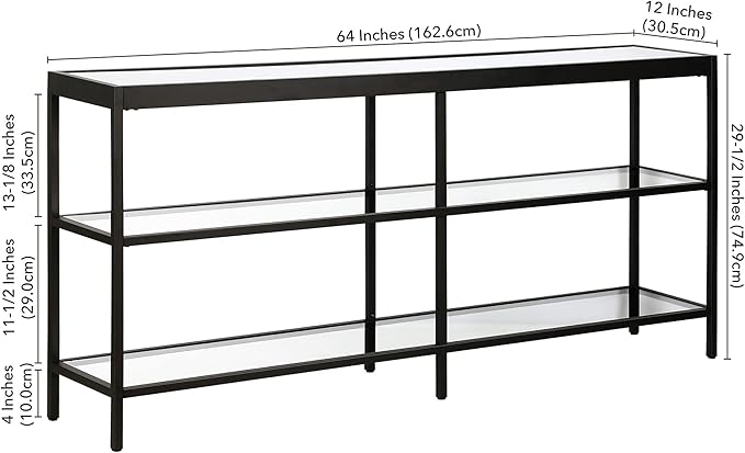 Henn&Hart 64" Wide Rectangular Console Table in Blackened Bronze, Entryway Table, Accent Table for Living Room, Hallway