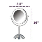 JERDON Lighted Makeup Mirror with Magnification - 1X and 8X Magnification - Nickel Finish - Model HL8808NL