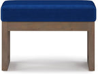 SIMPLIHOME Milltown 27 inch Wide Contemporary Rectangle Footstool Ottoman Bench in Blue Velvet Fabric, Assembled, For the Living Room and Bedroom