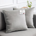 lalaLOOM Velvet Throw Pillow Covers, Set of 2, 20x20 Decorative Square Pillows Home Decor, Soft Accent Cases, Silky Machine Washable Pillowcases for Sofa, Couch, Bedroom, Living Room, Light Gray