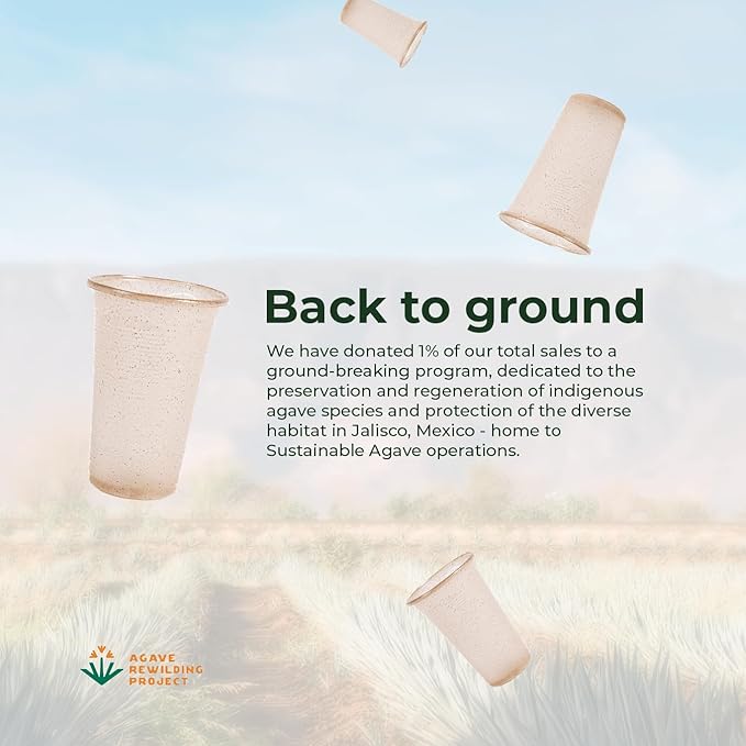 Sustainable Agave Co - Sweet Agave Fiber Cups - 12 Ounce - 100 Count - Plant-Based, Made With Upcycled Materials - Clear