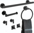 Matte Black Bathroom Hardware Set 7 Piece Towel Rack for Bathroom Modern Towel Bar Set Stylish Storage Solution Essential Bath Accessories