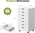 7 Drawer Chest, Storage Cabinet Dressers with Wheels, Dressers Storage Cabinets, Dresser Mobile Cabinet with Wheels, Room Organizer, Small Drawers Wood Organization Furniture for Office, Home, White