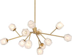 Possini Euro Design Tofay Warm Brushed Brass Sputnik Chandelier Lighting 37 3/4" Wide Modern Dimmable LED Frost Glass Shades 12-Light Fixture for Dining Room House Foyer Kitchen Island Entryway