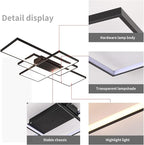 GEADI Large Modern LED Ceiling Light, 35.4" Dimmable Flush Mount Ceiling Lights with Remote Control, Black 3 Rectangular Light Fixtures for Kitchen Bedroom Dining Room(3000-6500K)