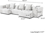 WJShome 144" Sectional Couches for Living Room,Modular Sectional Sofa, U Shaped Couch, Linen Deep Seat Cloud Couches with Pillow for Living Room,White