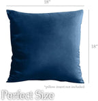 lalaLOOM Velvet Throw Pillow Covers, Set of 2, 18x18 Decorative Square Pillows Home Decor, Soft Accent Cases, Silky Machine Washable Pillowcases for Sofa, Couch, Bedroom, Living Room, Dark Blue