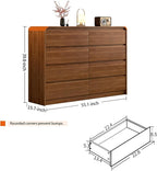 8 Drawer Dresser For Bedroom 55 Inch Wood Chest of Drawers - Curved Anti Collision, Mid Century Dresser For Closet with Natural Texture & Pre-Embedded Slots for TV Stand, Living Room, Nursery