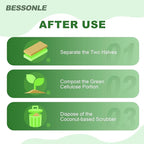 10 Pack Biodegradable Natural Sponges Kitchen - Compostable Cellulose and Coconut Walnut Scrubber Sponge - Eco Friendly Sponges for Dishes