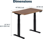 Vari ComfortEdge 40x26 Inch Adjustable Standing Desk – Small Electric Sit Stand VariDesk for Apartment, Bedroom, or Home Office + Beveled Edge, Tool-Free Assembly (Walnut Top/Black Legs)