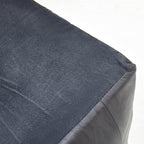 Handmade Eco-Friendly Geometric Leather Pouf Black Color Square 14" x 14" x 14" Buffalo Leather Pouf for Living Room, Bedroom Seating, Patio