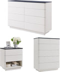 ACCOHOHO Modern Bedroom Set, 3 Pieces Bedroom Furniture Set, Includes 8 Drawers Dresser, 6 Dressers Organizer,Nightstand, Chest of Drawers Wide Storage Organizer Cabinet for Bedroom, White