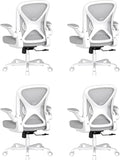 ZZH Ergonomic Office Chair Set of 4 with Adjustable Lumbar Support, Mesh Home Office Desk Chair with Wheels and Flip-up Arms, Grey