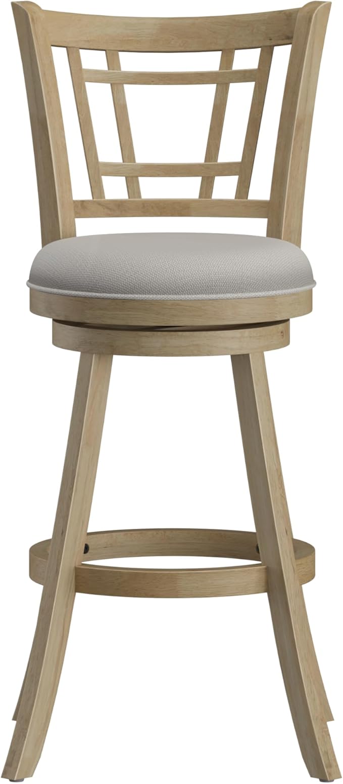 Hillsdale Fairfox Swivel Stool with Rectangular Lattice Back, Natural